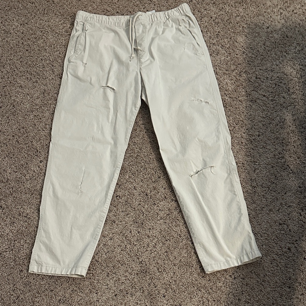 H&M Men's Cream Distressed Joggers
